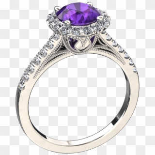 Natural Amethyst And Diamond Ring Style - Engagement Ring Clipart