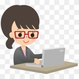 Female Computer User Big Image Png - Woman On Laptop Clip Art Transparent Png