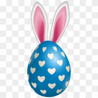 Blue Easter Egg With Hearts And Ears Png Clipart - Balloon Transparent Png