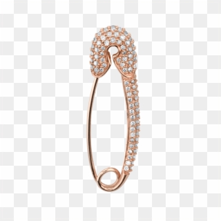 Large Diamond Safety Pin Earring 14k Rose Gold White - Earring Clipart