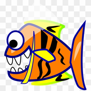 Piranha, Fish, Piraña, Orange, Stripes, Cartoon, Comic - Gambar Kartun Ikan Piranha Clipart