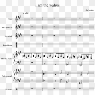 I Am The Walrus Sheet Music For Flute, Piano, French - Sheet Music Clipart