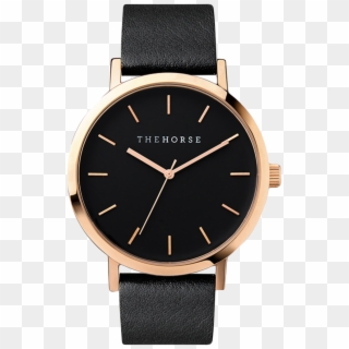 Horse Black And Gold Watch , Png Download - Black Face Rose Gold Watch Clipart