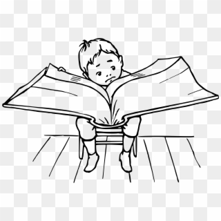 This Free Icons Png Design Of Boy Reading A Big Book - Reading Boy Clipart Black And White Transparent Png