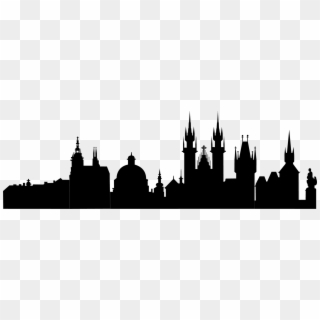 Prague Silhouette Clip Art Vector Black Church - Prague Skyline Silhouette - Png Download