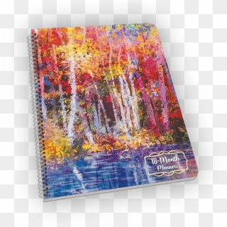 Spiral-bound Notebook With Forest And Water Painting - Modern Art Clipart