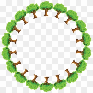 Free Clipart Of A Round Frame Of Trees - Trees In A Circle Clipart - Png Download