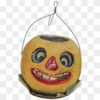 Early Poured Paper Mache Halloween Pumpkin Face Jack - Craft Clipart