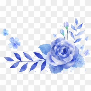 #ftestickers #border #corner #watercolor #flowers #blue - Blue Flower Frame Png Clipart