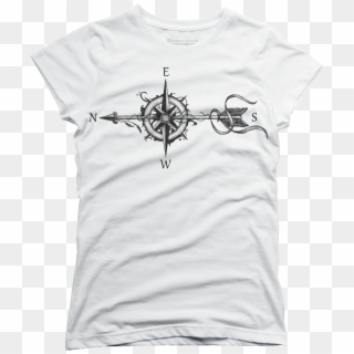 Compass With Arrow Womens T Shirt - Active Shirt Clipart
