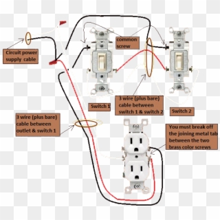 3 Way Switch Wiring A Switched Receptacle And Light - 3 Way Switch Wiring To Outlet Clipart