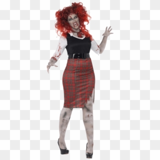 Adult Halloween Curves Zombie School Girl Costume - Zombie School Girl Clipart