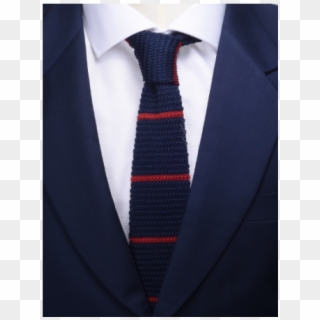 Navy W/red Stripe Knitted Tie - Formal Wear Clipart