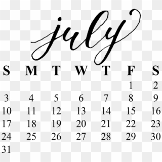 2016 Desktop Calendars - July 2018 Calendar Transparent Clipart