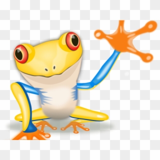 Animated Smiley Faces Waving Goodbye - Colorful Frog Cartoon Clipart