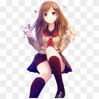 #anime #cute #animegirl #girl #brownhair #interesting - Brown Haired Anime Girl Transparent Clipart