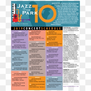 Jazz In The Park 2019 Schedule - Brochure Clipart