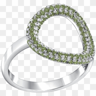 Hoop Sterling Silver Ring Pave Set With Peridot Colour - Bangle Clipart
