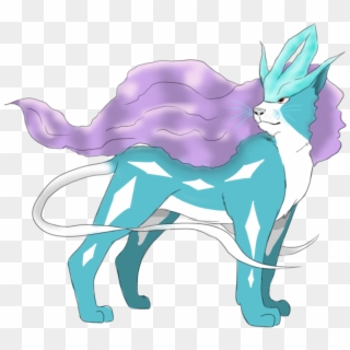 Suicune Is A Slim, Quadruped, Blue, Mammalian Pokémon - Illustration Clipart