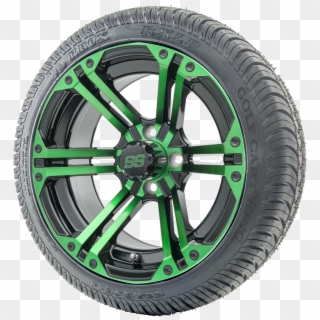 14" Rhox Rx354 Black And Green Wheels - Tread Clipart