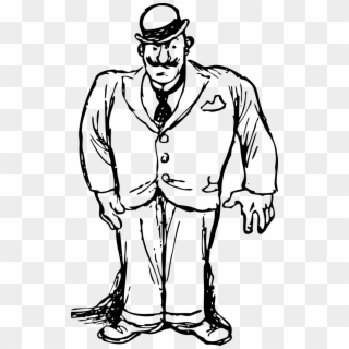 Man With A Bowler - Fat Man In Suit Drawing Clipart