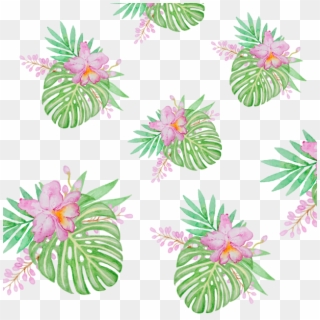 Tropical Leaf With Flower Pattern Flowers Png - Water Lily Clipart