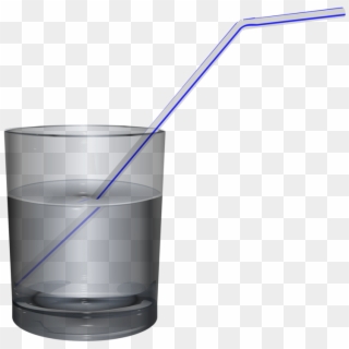 Glass Drinking Straw Water Cup - Cup Of Water With Straw Clipart