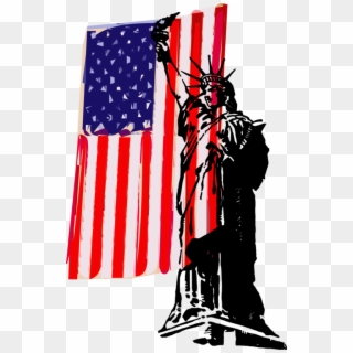 Statue Of Liberty Flag Of The United States Drawing - American Flag Freedom Liberty Clipart