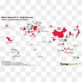 The World Map Of The U - Us Trade Deficit By Country Clipart
