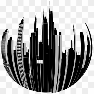 This Free Icons Png Design Of Distorted City Skyline - City Building Clipart Black And White Png Transparent Png