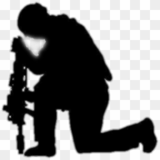 Support Soldier Prayer Silhouette - Ww2 Soldier Kneeling Silhouette Clipart