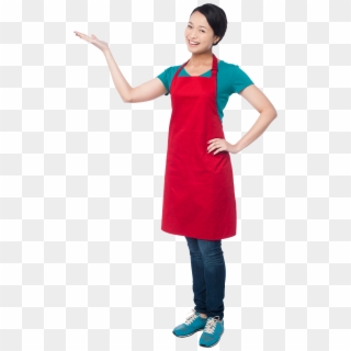Girl Pointing Left Hd Free Png Image - Woman With Apron Png Clipart