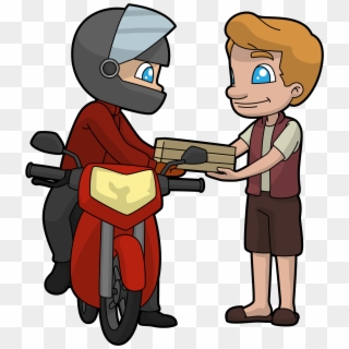 Cartoon Delivery Guy In A Motorbike Clipart , Png Download - Cartoon Transparent Png