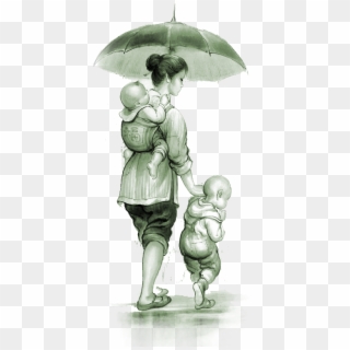 #rain #umbrella #mom #child #family #baby #ftestickers - Mother And Child Under Umbrella Clipart - Png Download