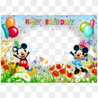 Scrapbook Titles, Girl Birthday, Happy Birthday Frame, - Feliz Cumpleaños Mickey Mouse Y Minnie Clipart