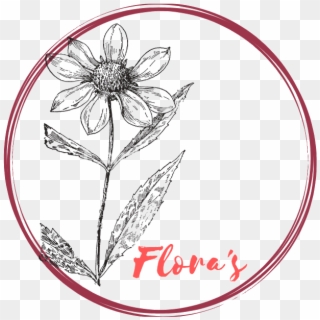 Flora's Flower Logo - Line Art Clipart