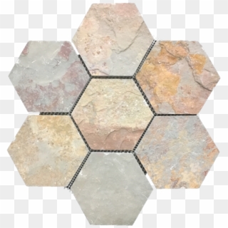 Lotus Multicolor Slate 5" Hexagon Mosaic - Tile Clipart