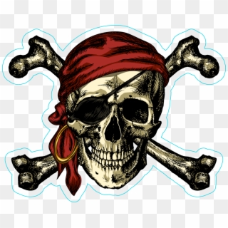 Pirate Skull And Crossbones Bandana Sticker - Pirate Skull And Crossbones Clipart
