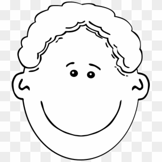 Baby Boy Face With Curly Hair Clipart - Happy Clip Art Black And White - Png Download