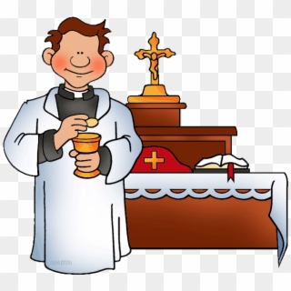 Priest Baptism Clip Art - Sacrament Of Eucharist Cartoon - Png Download