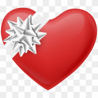 Heart With White Bow Transparent Png Image - Heart Clipart