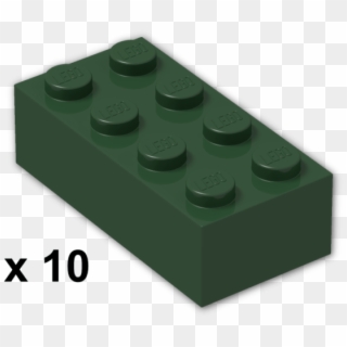 Lego Bricks ~ Lot Of 10 Dark Green Bricks Earth Green - Lego Brick 2 X 4 Png Clipart