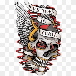 Color Traditional Skull - Victory Over Death Tattoo Clipart