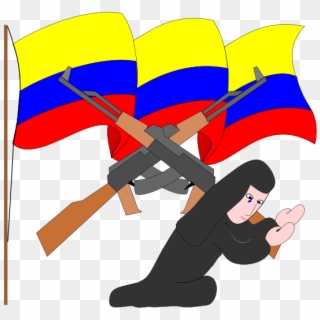 Guerrilleros Con Bandera De Colombia Clipart