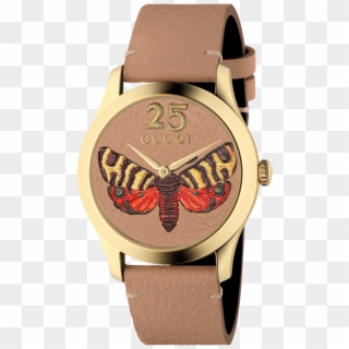 Gucci G-timeless Butterfly Leather Dial Pvd Gold Plated - Gucci Watch Clipart