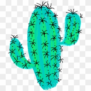 Green Drawing Cactus - Prickly Pear Clipart
