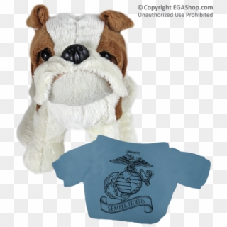 This Adorable Plush, Bull Dog Is Wearing A Hydro Blue - Eagle Globe And Anchor Clipart