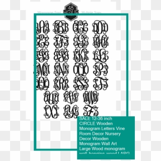 Sale 12-36 Inch Circle Wooden Monogram Letters Vine - Monogram Clipart