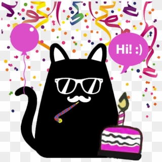 One Year Mica, The Hipster Cat Bot - Transparent Celebration Background Png Clipart