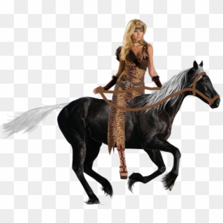 Barbarian Woman Riding Her Beautiful Black Horse Photo - Photobucket Clipart